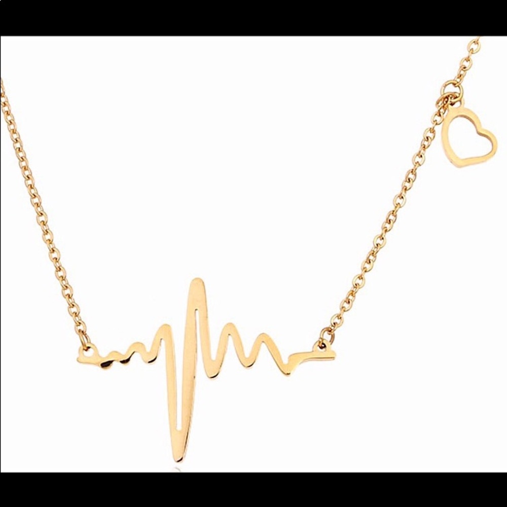 ⚡️SALE⚡️Gold Plated EKG W/ Heart-Chain Necklace